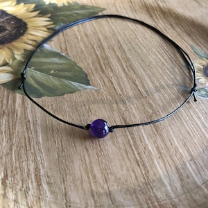 Amethyst choker necklace for women, purple choker, cord choker, string bead choker, crystal choker necklace, beaded necklace