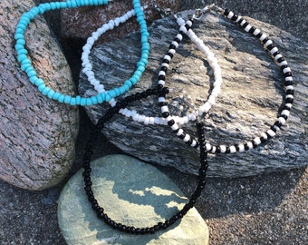 Boho Seed Bead Anklet with clasp: Summer Beach Ankle Bracelet