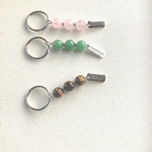 Crystal keychain, beaded key ring, boho car accessory, healing crystal handbag accessory, good luck charm, handmade purse charm bag tag
