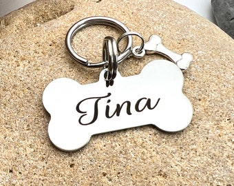 Dog medallion, personalized bone medallion for dog, with telephone, identity medallion, engraved medallion, dog identification