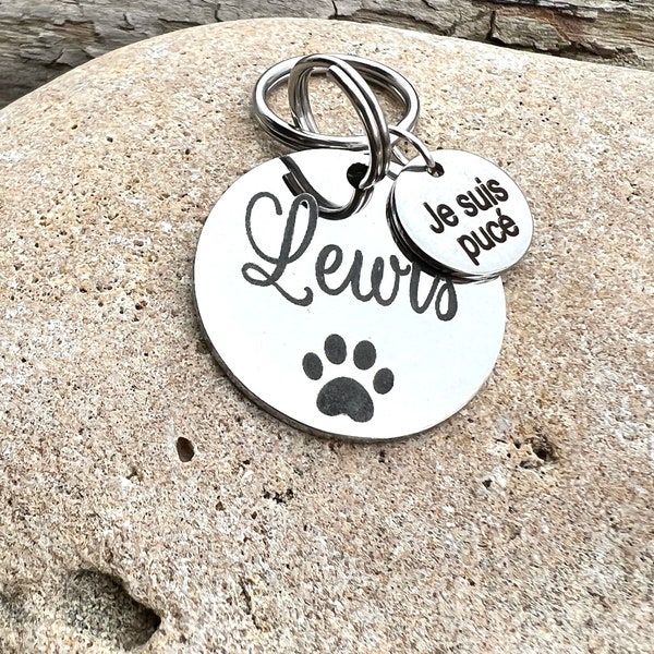 Gepersonaliseerde medaillon voor kat of hond, met kleine medaille, gegraveerde medaille met telefoonnummer, halsband voor hond, kat, fret