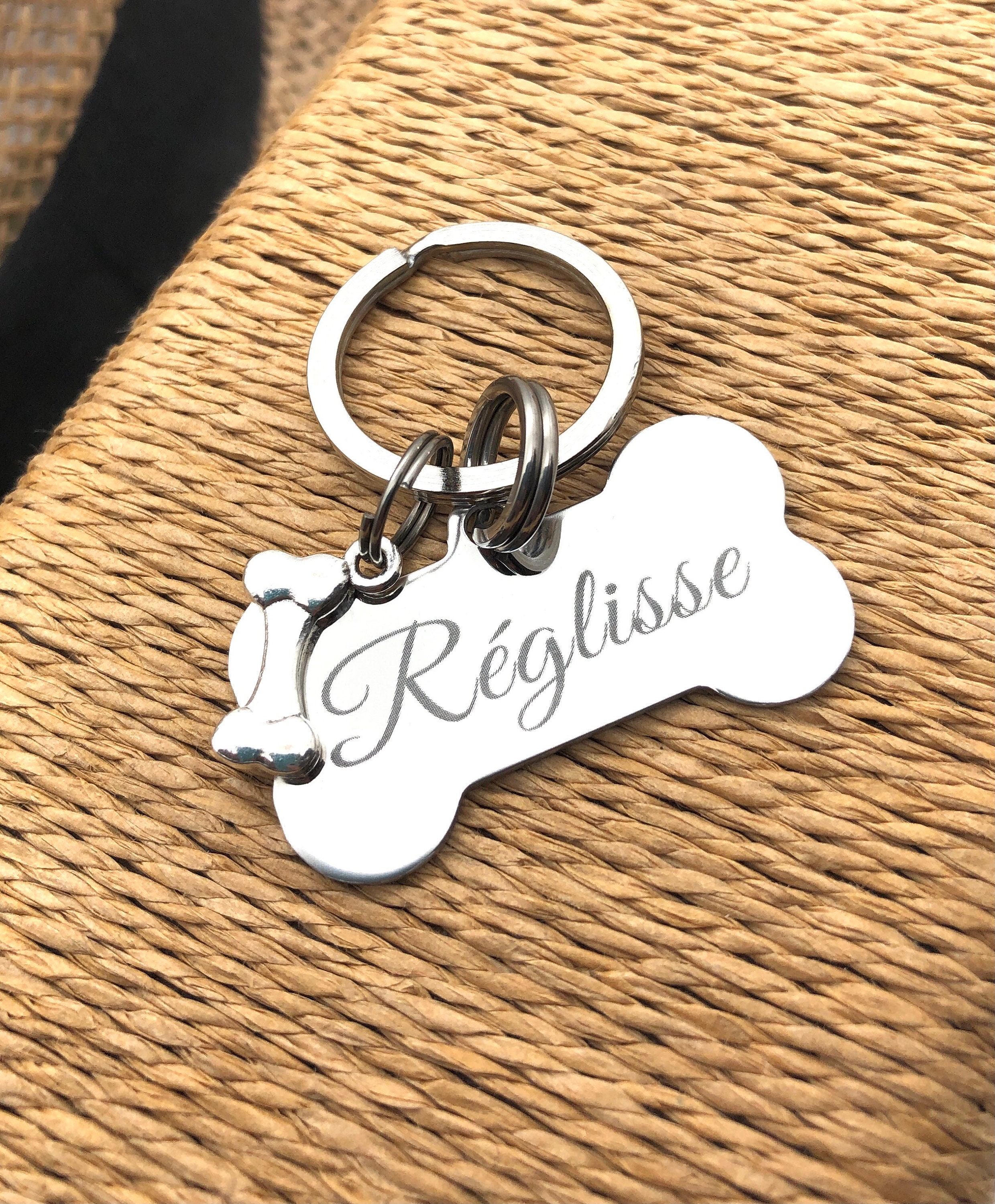 Médaillon Chien , Médaillon Personnalisé Os Pour Petit Chien, avec Téléphone, Médaillon d'identité ,