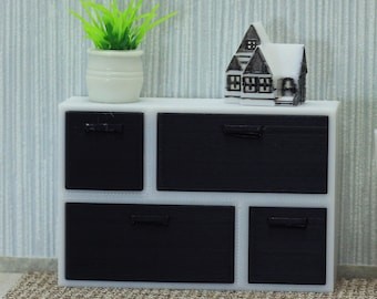 Combinación de armario moderno / Muebles para casa de muñecas a escala 1:12 y 18 / Unidad de almacenamiento impresa en 3D