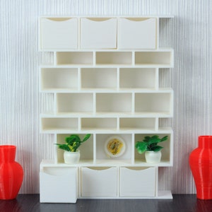 Modern Bookshelf Zig Zag - Dollhouse Miniature 1:12 Miniature Dollhouse Furniture