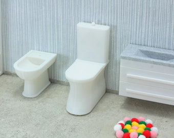 1:12 Scale Miniature Toilet | Modern Dollhouse Bathroom Furniture | 3D Printed Dollhouse Accessory Made in Germany