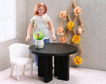 Round Modern Dining Table - Dollhouse Miniature 1/12 & 1/18 Miniature Dollhouse Furniture