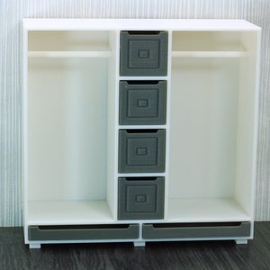 Armadio doppio abbigliamento con cubi - Dollhouse Miniature 1:12 Miniature Dollhouse Furniture