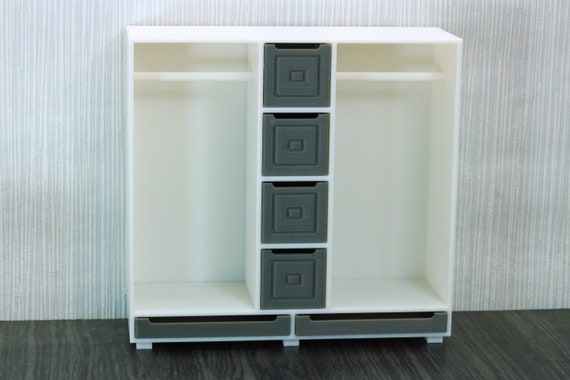 Double Clothing Closet with Cubes Dollhouse Miniature 1 12 Miniature Dollhouse Furniture