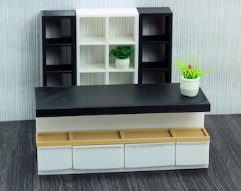 Modern Luxurious Kitchen Island - Dollhouse Miniatura 1:12 Muebles miniatura de casa de muñecas
