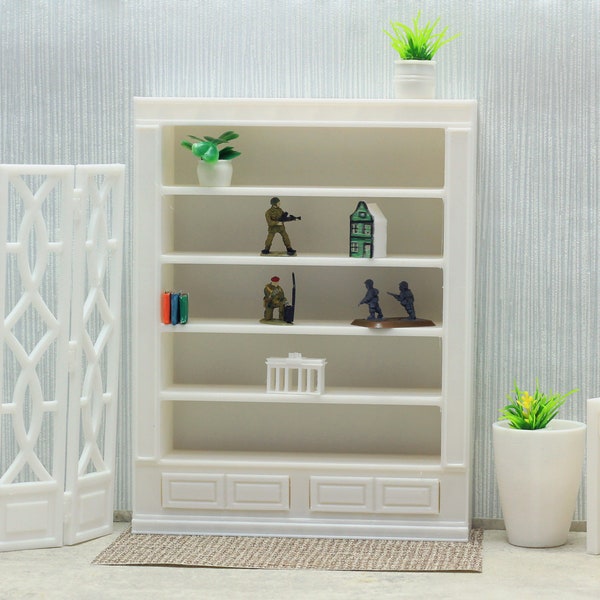 Grande bibliothèque bibliothèque avec petits tiroirs - Maison de poupée miniature 1:12 Meubles miniatures