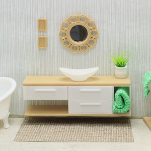 Bathroom Cabinet with Wooden Top - Dollhouse Miniature 1:12 Miniature Dollhouse Furniture
