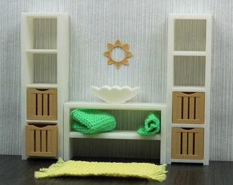 Dollhouse Miniature Bathroom Furniture Set - 1:12 Scale