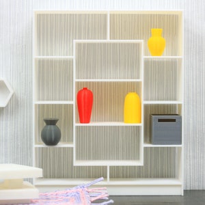 Large Modern Bookshelf - Dollhouse Miniature 1:12 Miniature Dollhouse Furniture