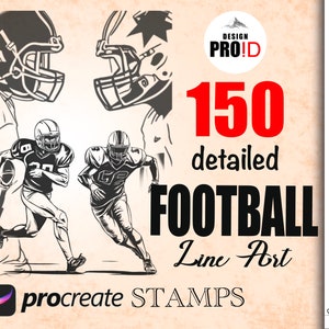 150 American football Procreat stamps | american football player Procreat Brushes | American Football Brushes for Procreate