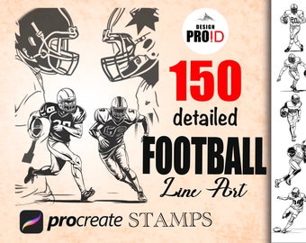 150 American football Procreat stamps | american football player Procreat Brushes | American Football Brushes for Procreate