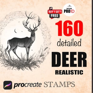 160 Deer Stamps for Procreate - High-Quality Procreate Brushes Set, deer Brushes set