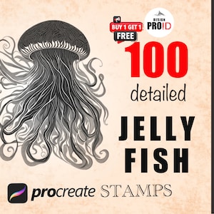 100 Procreate Jellyfish Brush Set - procreate Brushes- Jellyfish Procreate Stamp Brushes | Ocean Jellyfish Procreate Stamps