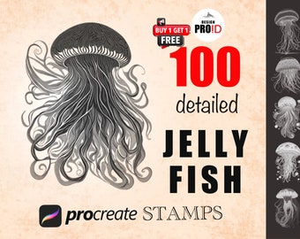 100 Procreate Jellyfish Brush Set - procreate Brushes- Jellyfish Procreate Stamp Brushes | Ocean Jellyfish Procreate Stamps