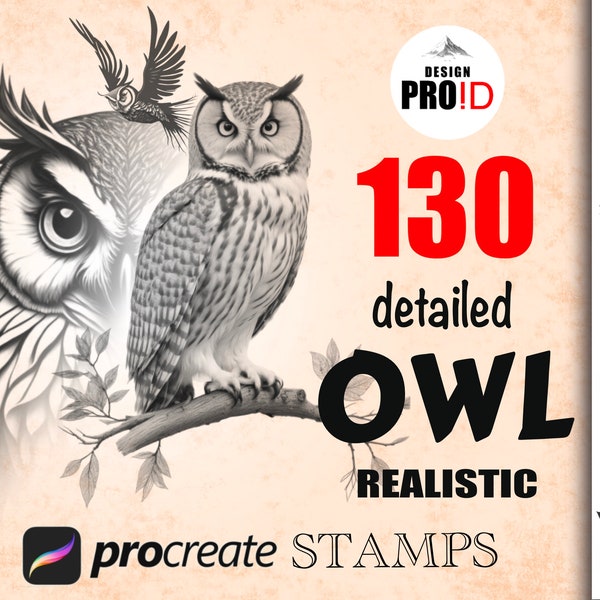 130 Owl stamps for Procreate / owl stamp - 130 owl designs - stamps digital for iPad - instant download -