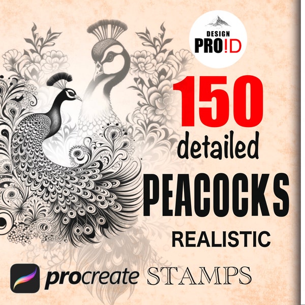 150 Peacocks Procreate Brushes Set - Peacock Procreate brush set