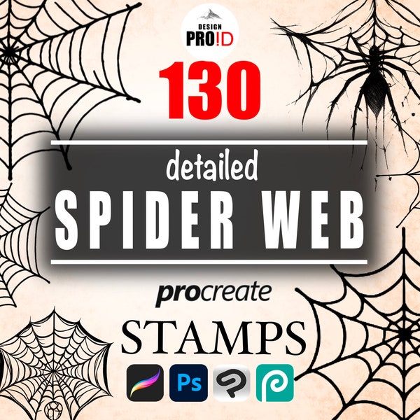 Traditional Spiderweb Procreate Stamp | 130 Trad Web Brush Stamps for Procreate