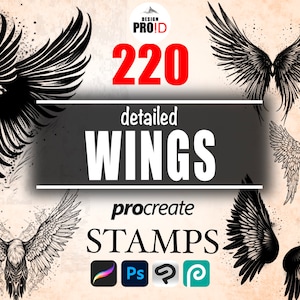 220 WINGS BRUSH for Procreate, Photoshop, Clip Studio Paint, angel wings procreate stamps brushes, wings brush for procreate