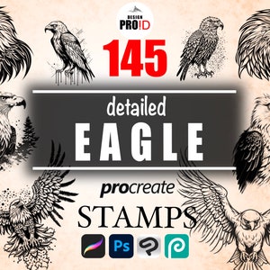 145 Eagle Stamps for Procreate, Photoshop, Clip Studio Paint, Eagle Brushes Procreate, Eagle Stamp Brushes, eagle