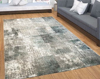 Rugs  Modern Abstract Extra Large  Small Floor Carpets Rugs Mats Cheap Distressed Grey and Turquoise