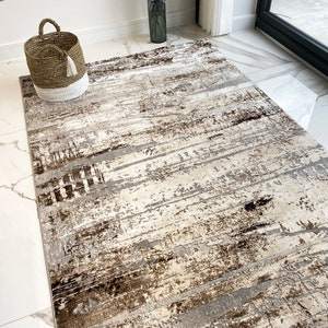 Living Room Rugs Luxury Silky Pile Modern Plain Cream Brown Rugs Bedroom Rugs Hallway Runner Carpets Uk image 10