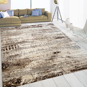 Living Room Rugs Luxury Silky Pile Modern Plain Cream Brown Rugs Bedroom Rugs Hallway Runner Carpets Uk image 5