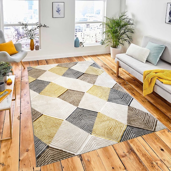 Modern Rugs Yellow Extra Large Small Livingroom Floor Carpets - Etsy Israel