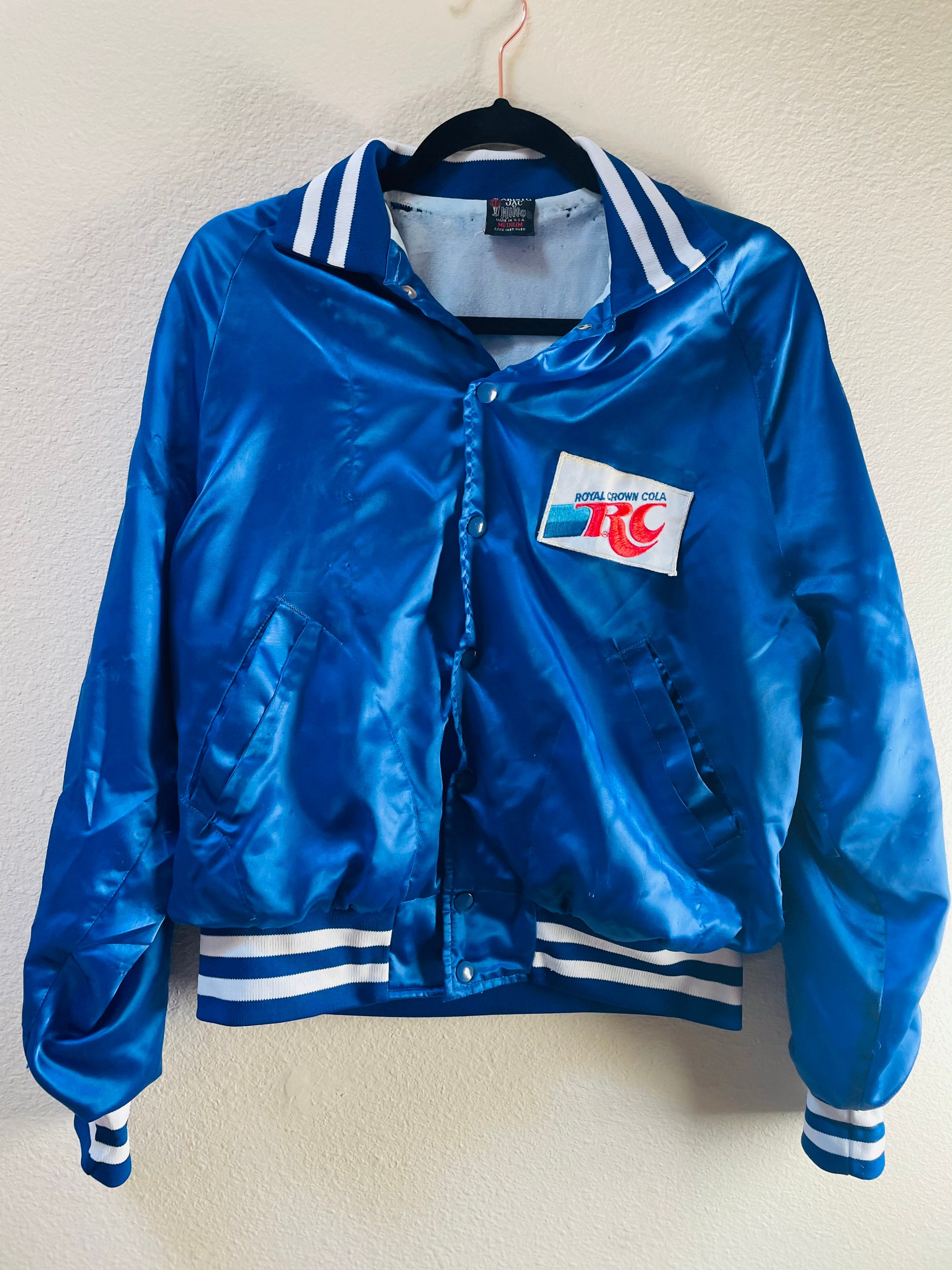 1980s Royal Crown RC Cola bomber Promo Jacket in Blue satin | Etsy