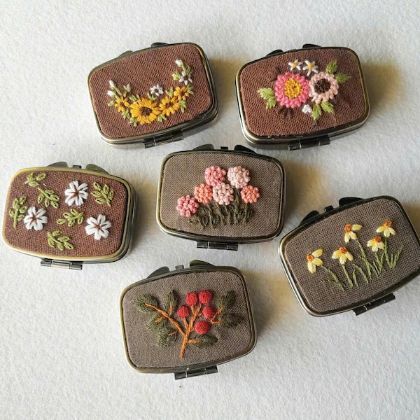 Hand Embroidered Floral Jewelry Box, Mini Keepsake, Wedding Gift