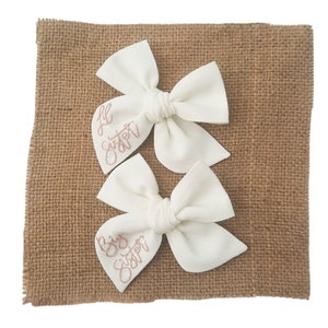 Baby Sister Hand-Embroidered Bow,Custom name hand embroidered baby bow,personalized name bow,hand embroidered bow,baby gift personalized,