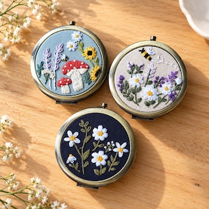 Hand Embroidered Pill Box, Handmade Floral Linen Pill Case, Travel Medicine Box, Unique Gift for Mom, Gift for Her