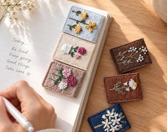 Personalized Floral Embroidered Felt Bookmark - Magnetic Page Holder