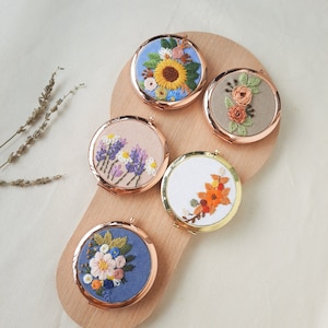 10pcs Hand embroidered pocket mirror | Makeup mirror | Compact mirror