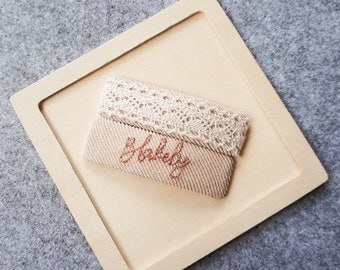Personalized Embroidered Corduroy Hair Clip: Custom Name, Set of 2