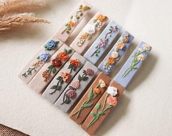 Floral hand embroidered barrette | France barrette hair clip | Flower barrette | Floral hair pin |  Embroidered hair Barrette | gift for her