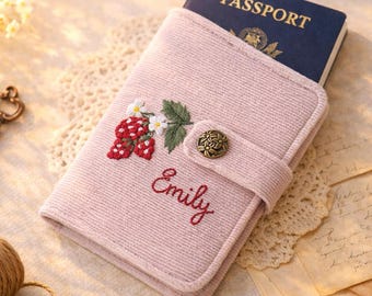 Hand-Embroidered Floral Passport Holder: Personalized Travel Wallet