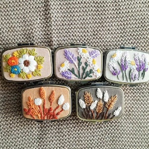 Hand Embroidery Pill box, Big Pill organizer,Pill case,Cute pill case, Pill organiser,Weekly pill box,Medicine organiser,