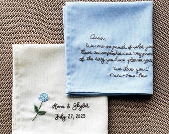 Custom Embroidered Wedding Handkerchief: Personalized Keepsake Gift