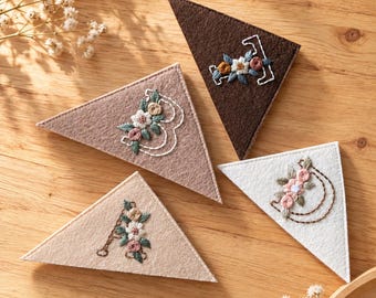 Personalized Corner Bookmark with Custom Initial, Handmade Embroidered Bookmark, Book Lover Gift for Students, Teachers and Readers