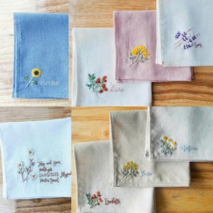 Wedding Handkerchief,Custom Embroidered Handkerchief,Personalized embroidered Handkerchief,Wedding Gift,Custom Women Floral Handkerchief