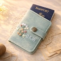Hand-Embroidered Floral Passport Holder: Personalized Travel Wallet product logo