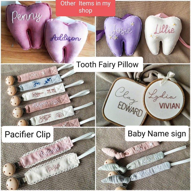 Personalisierte Name Hand bestickt Haarschleife: Lange Mädchen Schleife Bild 10