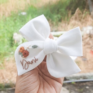 Custom name hand embroidered baby bow | personalized name bow | hand embroidered tied bow | name bow | baby gift girl| baby shower gift