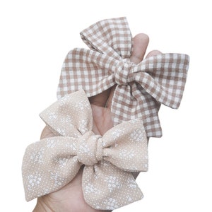 Muslin Bow Large pinwheel bow toddler bow baby bow baby headband neutral tone bow Fall bow Earth tone bow image 6