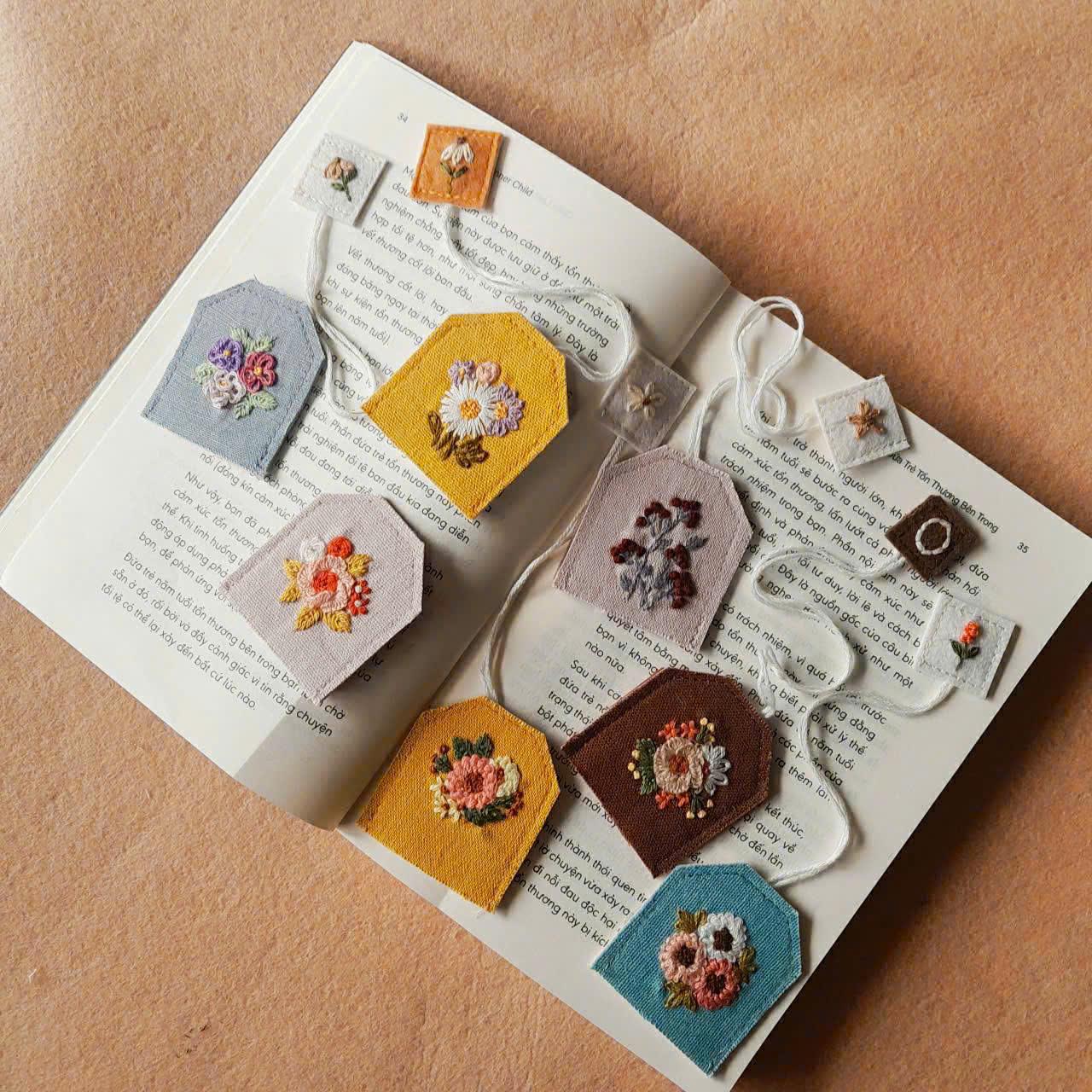 Embroidered Floral Tea Bag Bookmark: Handmade Book Lover Gift - Etsy