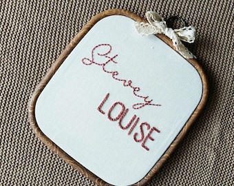 Custom Hand-Embroidered Baby Name Hoop: Personalized Nursery Decor